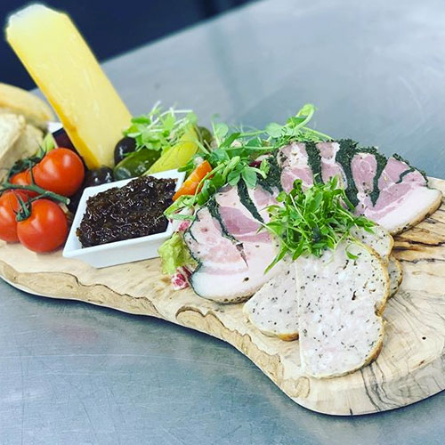 Stuffed chine and haslet ploughmans